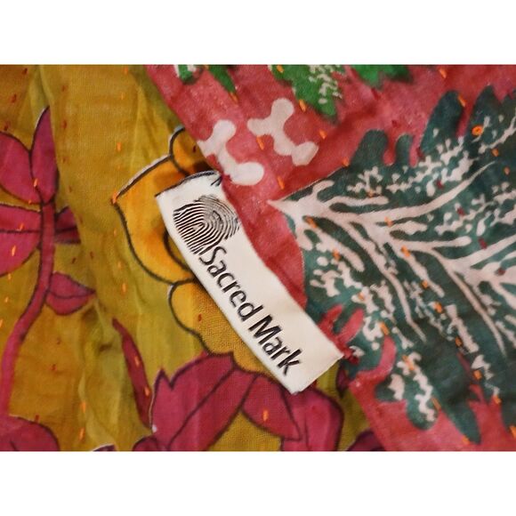 Sacred Mark boho handmade recycled saris throw blanket quilt 84\